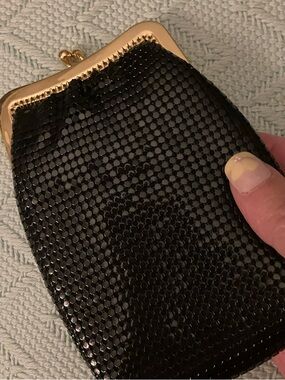 Whiting & Davis Black Mesh Makeup 💄 case with mirror w  Amanda Davis coin purse